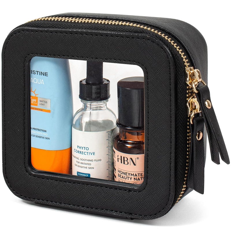 LETGO Clear Makeup Bags Small, Small Makeup Bag for Purse,Mini Clear Makeup Pouch Purse Organizer Fit Carry-on Travel Essentials,Cute Cosmetic Bags Car Accessories for Women (Mini-Black) - Image 1